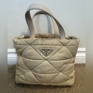 Prada Quilted Cream Tote Bag